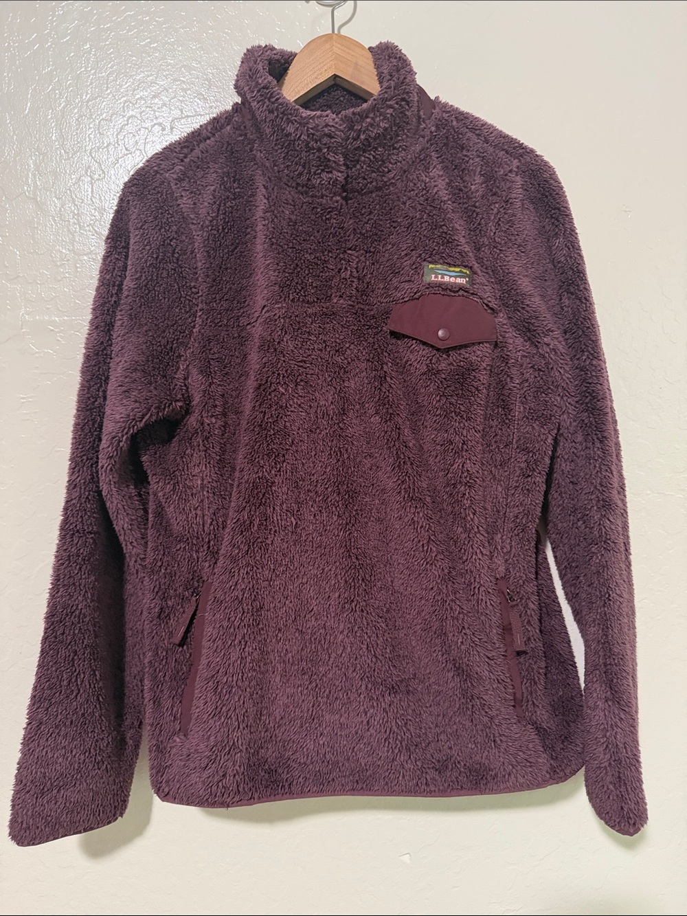 L.L. Bean Women's Plush Quarter-Zip Pullover - Plum Quarter Snap Jacket Size M